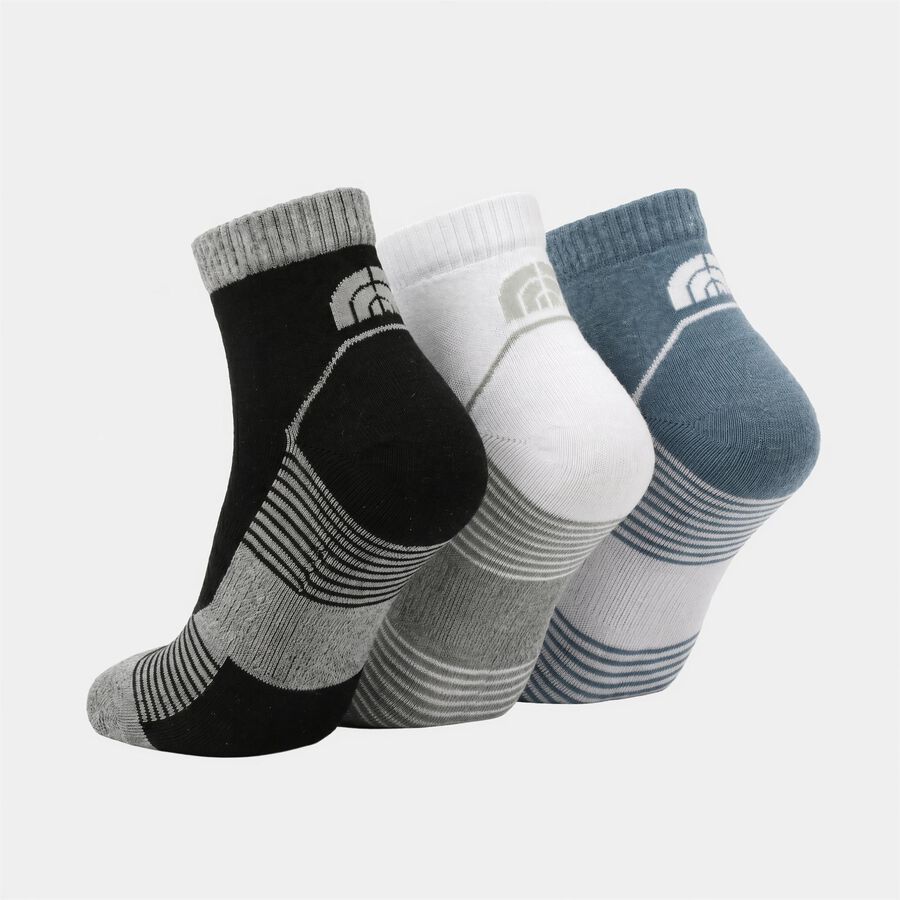 Men's Ankle Length Pack of 3 Socks ( White , Blue, Black ), Mid Blue, large