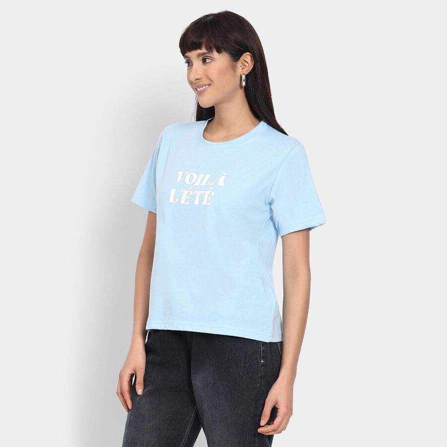 Ladies' Round Neck T-Shirt , हल्का नीला, large image number null