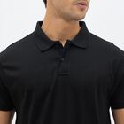 Men's Jet Black Cotton Polo Collar Classic T-Shirt, Black, small