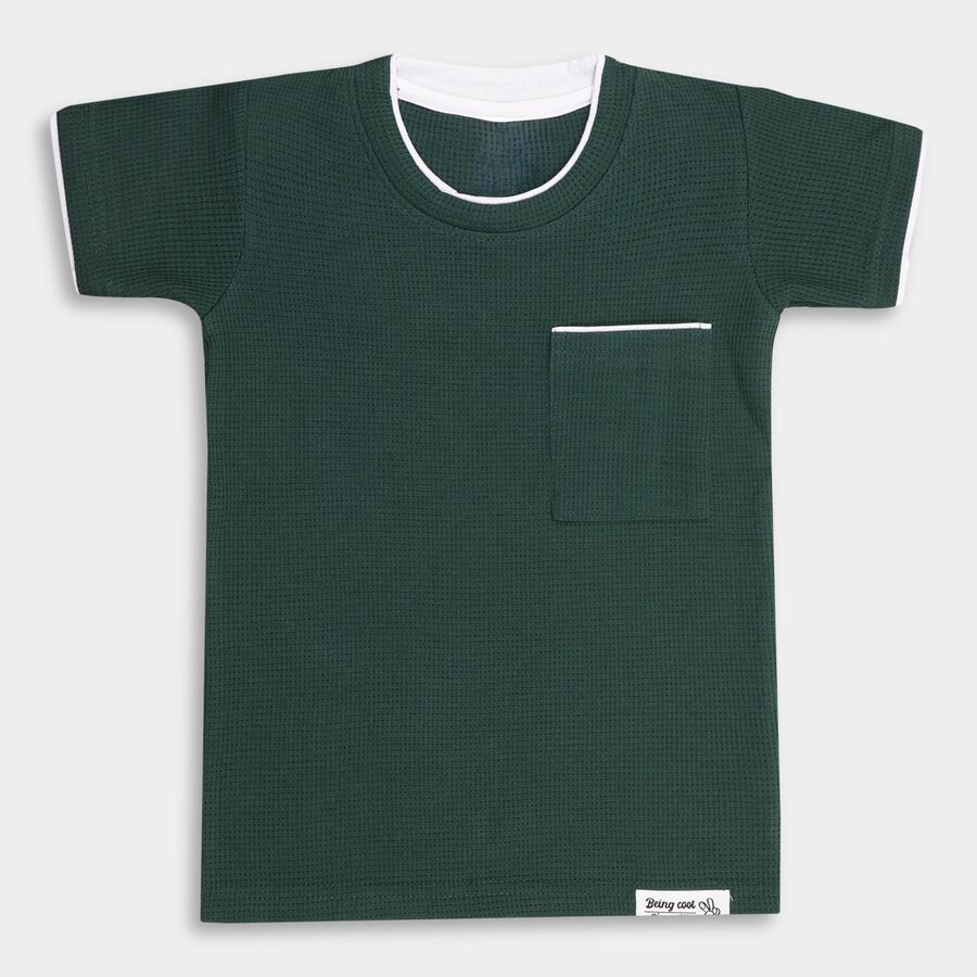 Boys' Half Sleeves T-Shirt, Dark Green, large image number null