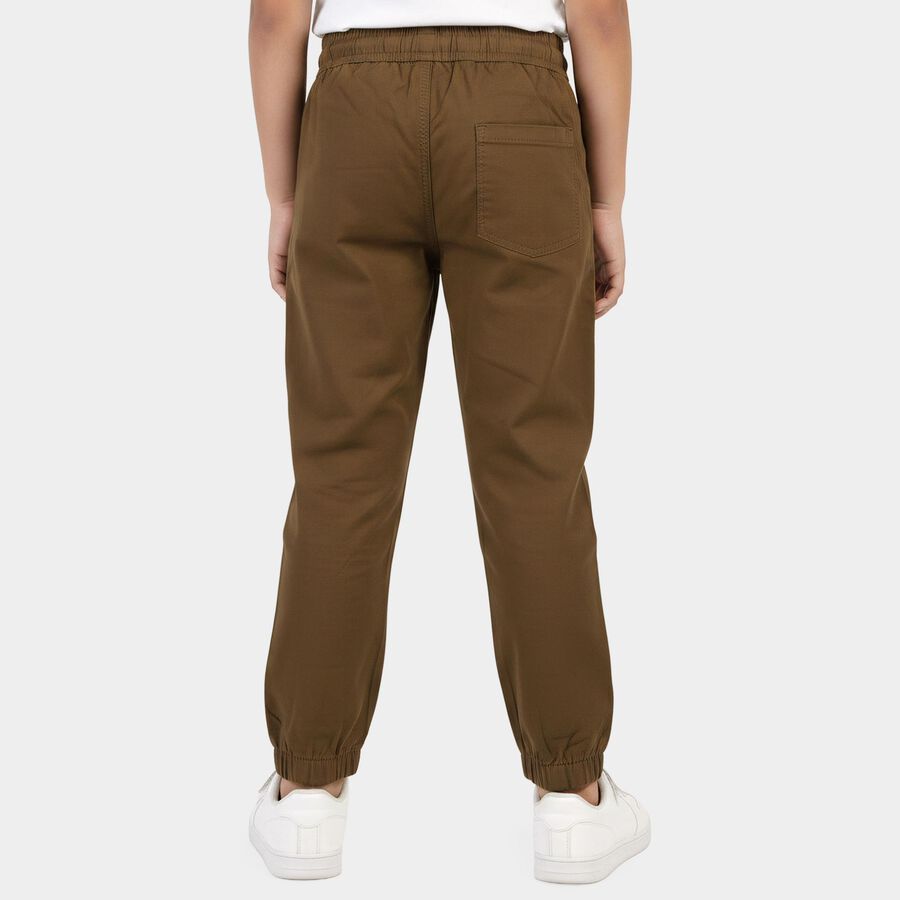Boys' Olive Green Regular Fit Cargo Jogger Trousers, ओलिव, large