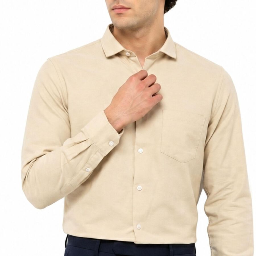 Men's Beige Regular Fit Formal Shirt, Beige, large