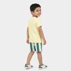 Boys Yellow 100% Cotton Round Neck Graphic Print Baba Suit, Yellow, small