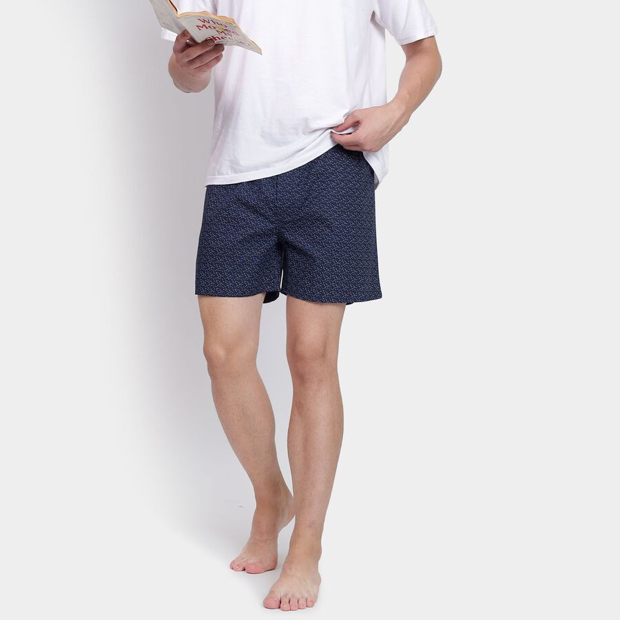 Men's 100% Cotton Boxers, नेवी ब्लू, large