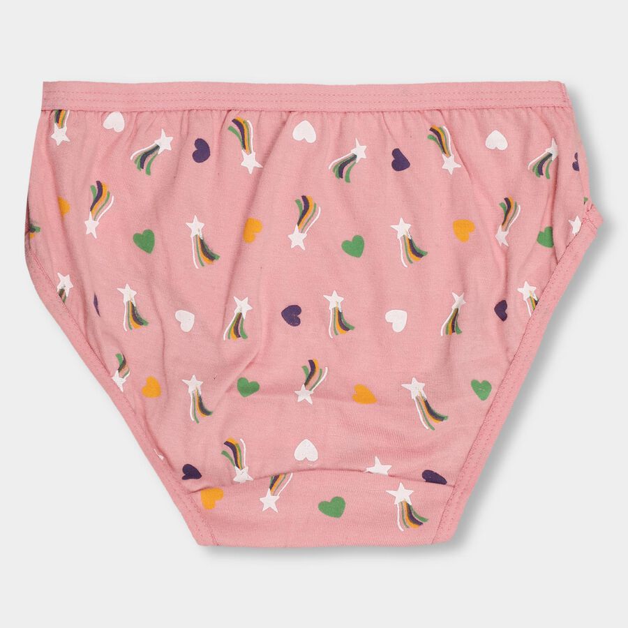 Girls' Muted Dusty Pink And Deep Midnight Blue V-Cut Printed And Solid Panty, Dark Blue, large image number null