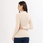 Women's Soft Beige High Neck Slim Fit Pullover, गहरा पीला, small image number null