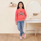 Girls' Coral Crew Neck Graphic Print Sweatshirt, मूँगा (कोरल), small