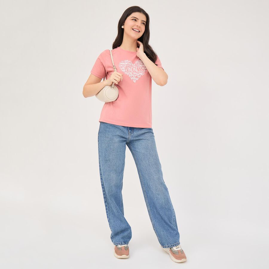Ladies' Round Neck T-Shirt , Pink, large image number null
