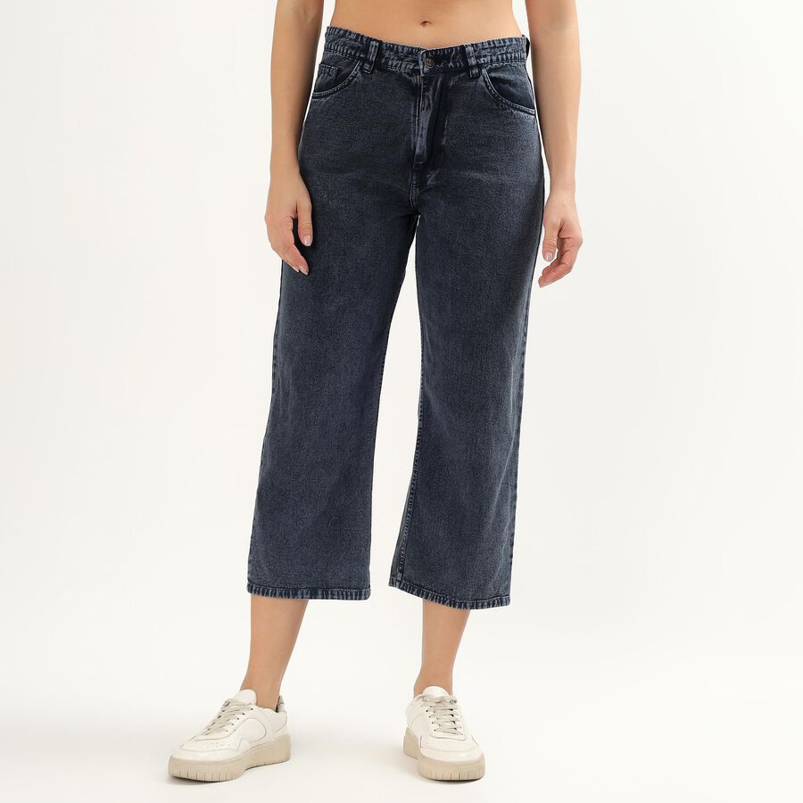 Women's Muted Denim Blue Slim Fit Jeans, गहरा नीला, large