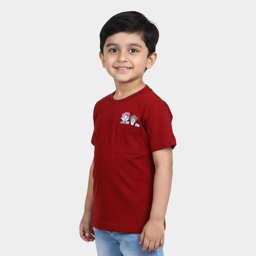 Boys' Half Sleeves T-Shirt, Maroon, large