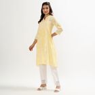 Women's Yellow Round Neck Printed Kurta, पीला, small image number null