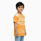 Boys Bright Orange Cotton Round Neck Casual T-Shirt, Orange, small image number null