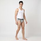 Men's Grey Regular Fit Sports Waistband Briefs, मिश्रित हल्का ग्रे, small