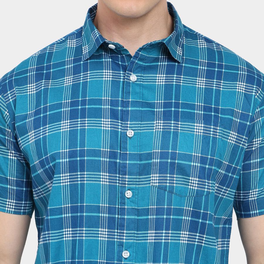 Men's 100% Cotton Casual Shirt, Dark Blue, large