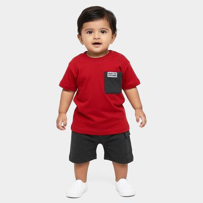 Infants' Purple Round Neck Pocket Detailed Baba Suit