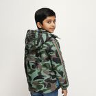 Boys' Green Hooded Casual Jacket, Dark Green, small image number null