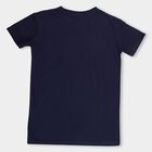 Boys' Dark Navy Blue Round Neck Casual T-Shirt, Navy Blue, small
