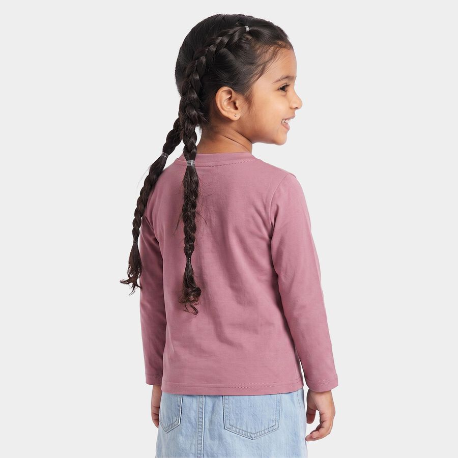 Girls Purple Round Neck Regular Top, Purple, large