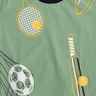 Boys' Light Green Cotton Round Neck Sports Printed Baba Suit, Light Green, small image number null