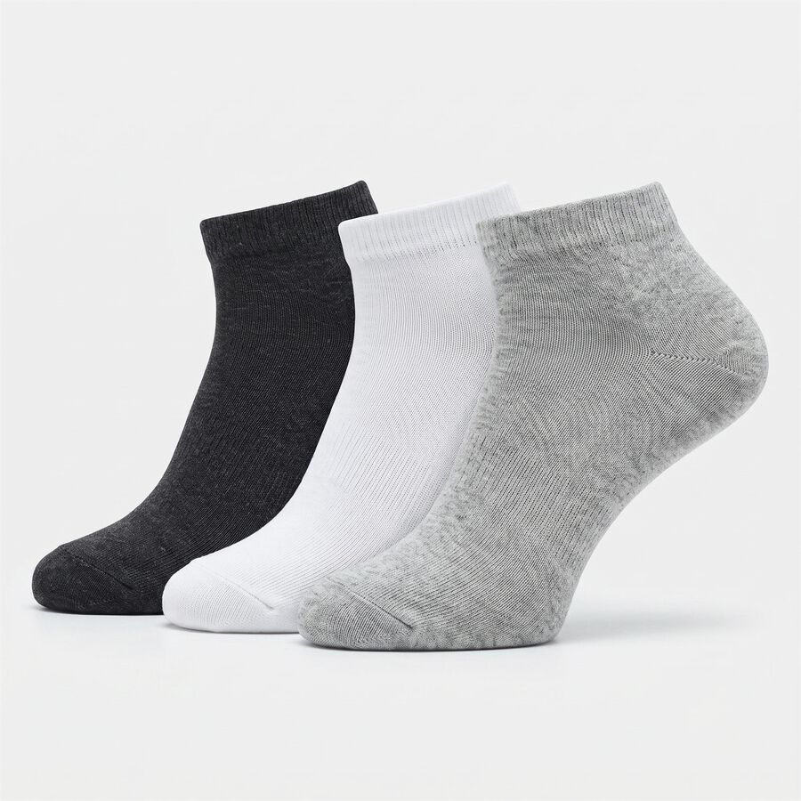 Men's Ankle Length Regular Fit Pack of 3 Socks ( Charcoal, White, Grey ), मिश्रित हल्का ग्रे, large