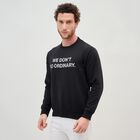 Men's Jet Black Crew Neck Graphic Sweatshirt, काला, small image number null