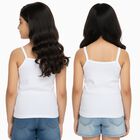 Girls Bright White Cotton Square Neck Casual Vest, सफ़ेद, small image number null