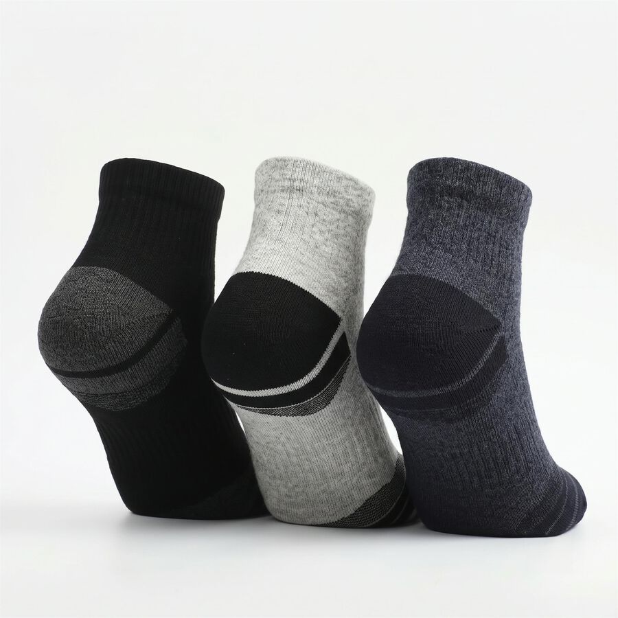 Men's Regular Fit Striped Pack of 3 Socks ( Charcoal, Grey, Black ), मिश्रित हल्का ग्रे, large