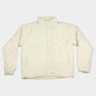 Girls' Beige Stand Collar Puffer Jacket, गहरा पीला, small
