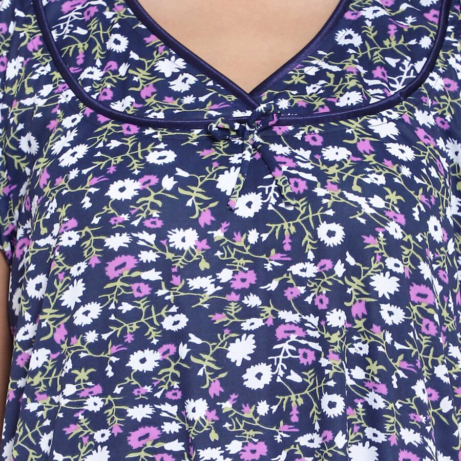 Printed Nighty, Navy Blue, large image number null