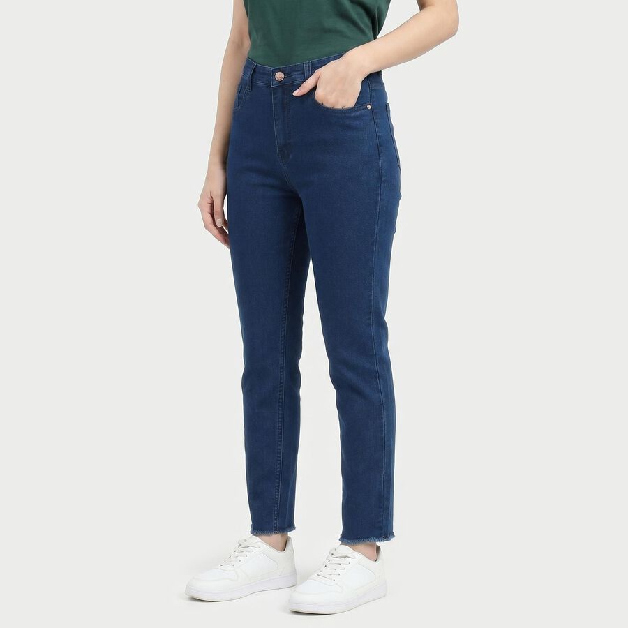 Women's Navy Blue Slim Fit Stretchable Jeans, गहरा नीला, large