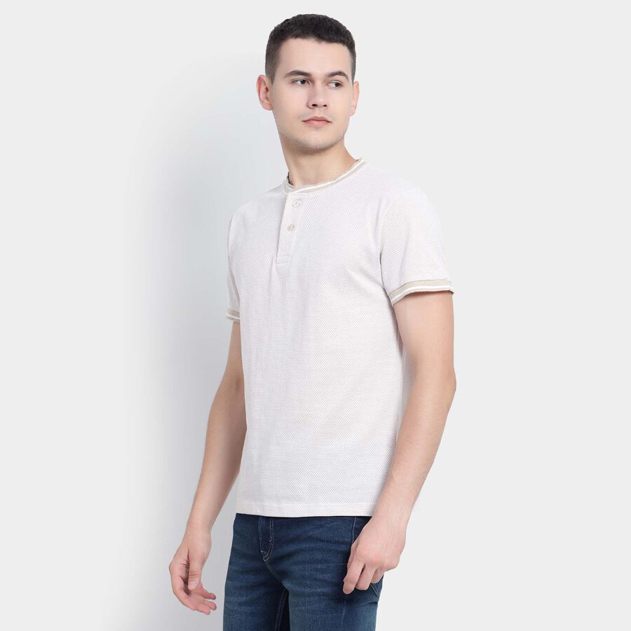 Solid Henley T-Shirt, Beige, large image number null