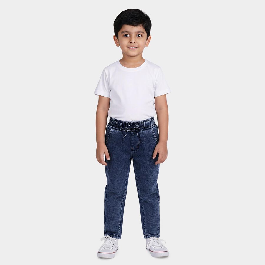 Boys' Blue Regular Fit Classic Jeans, गहरा नीला, large