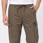 Men's Dark Grey Slim Fit Cargo Trousers, गहरा ग्रे, small