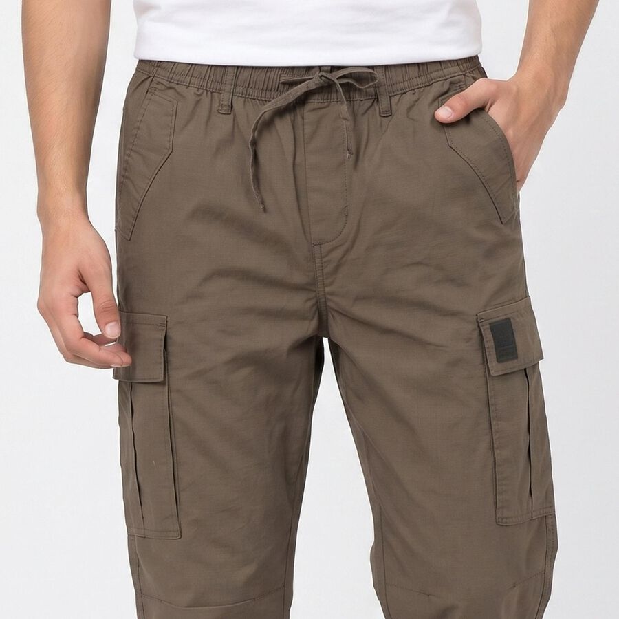 Men's Dark Grey Slim Fit Cargo Trousers, गहरा ग्रे, large