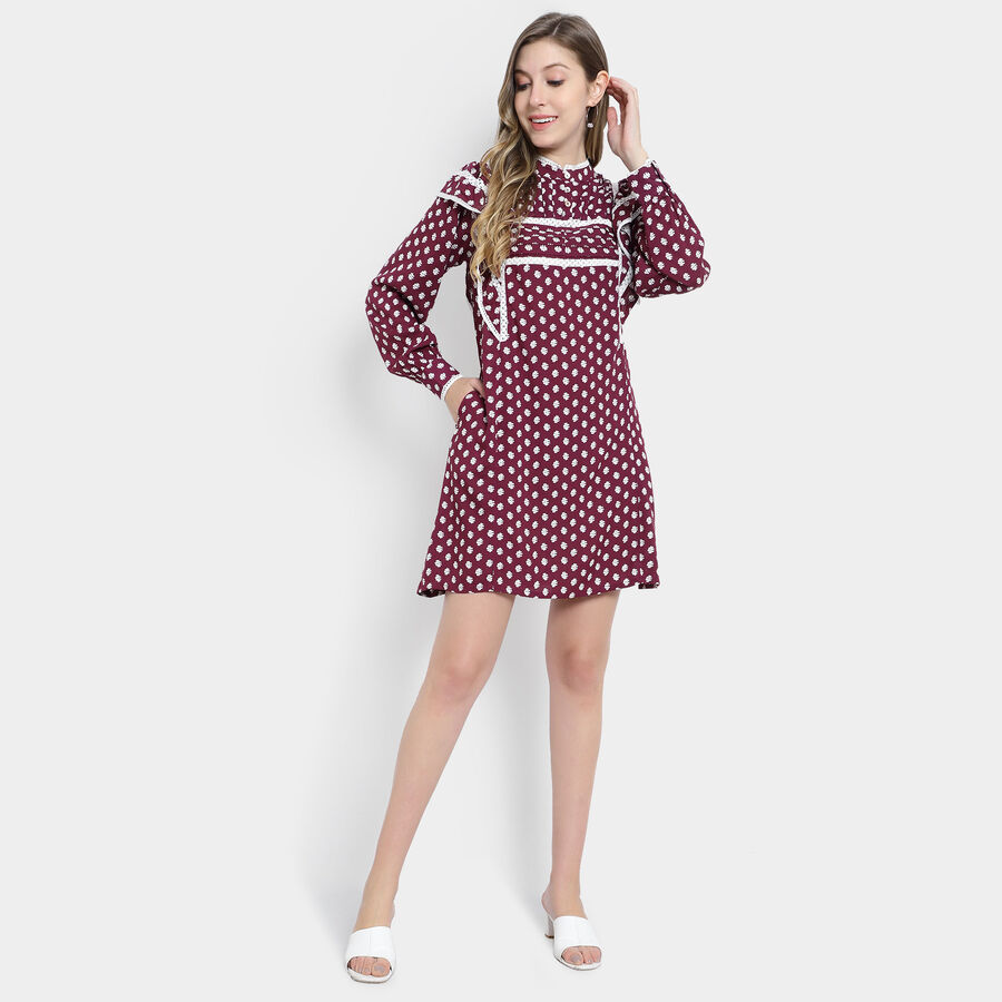 All Over Print Dress, Wine, large image number null