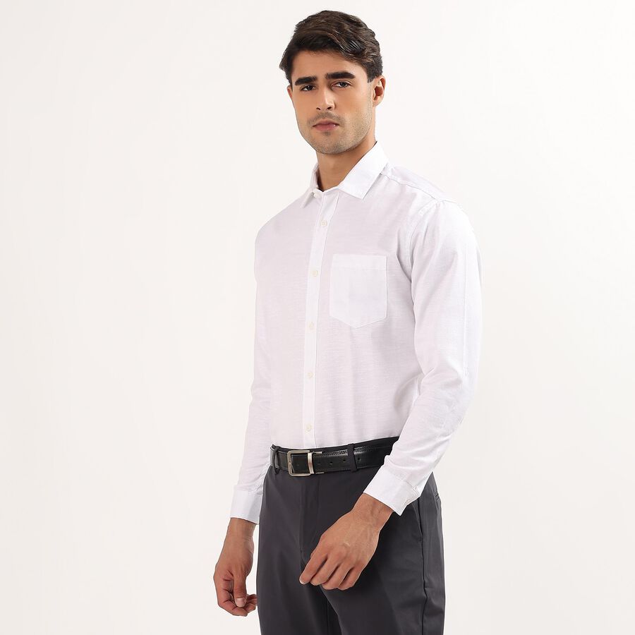 Men's Snow White Spread Collar Casual Shirt, White, large image number null