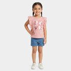 Girls Pink Cotton Round Neck Regular T-Shirt, Light Pink, small
