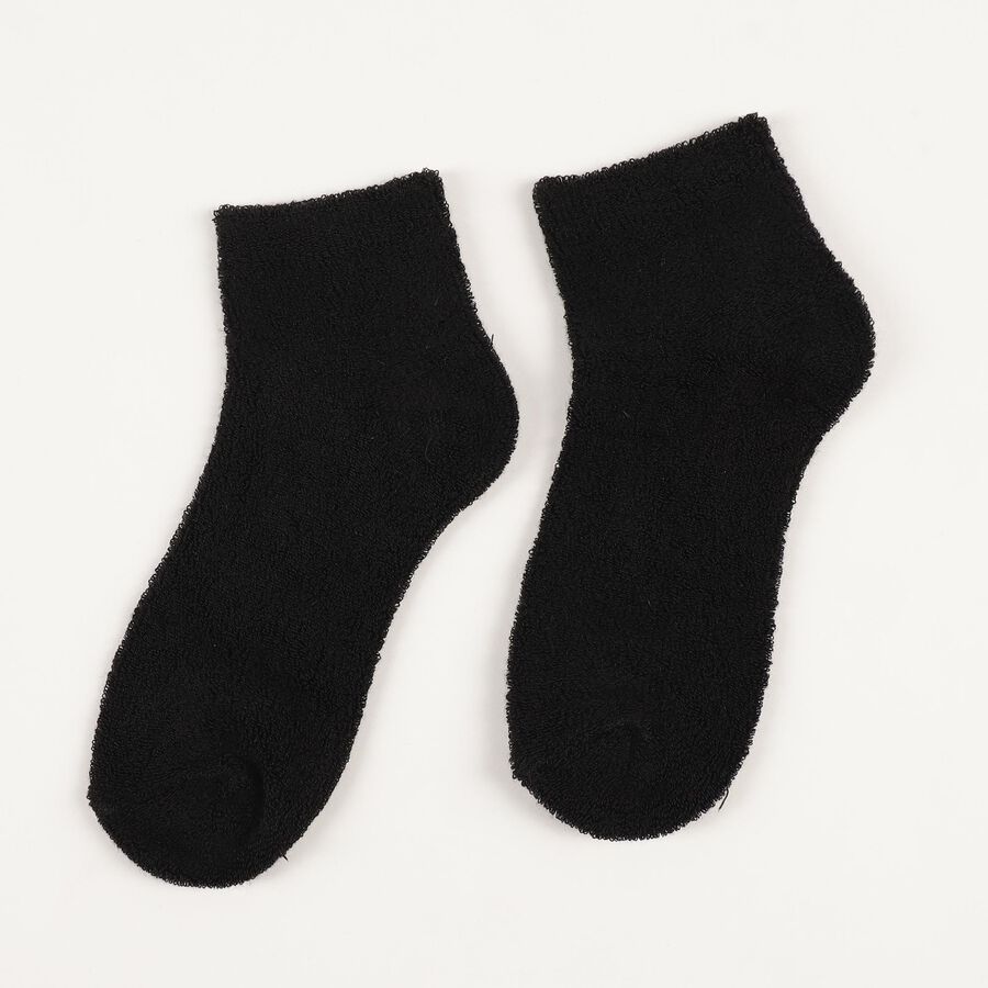 Women's Jet Black Regular Fit Ankle-Length Socks, काला, large image number null