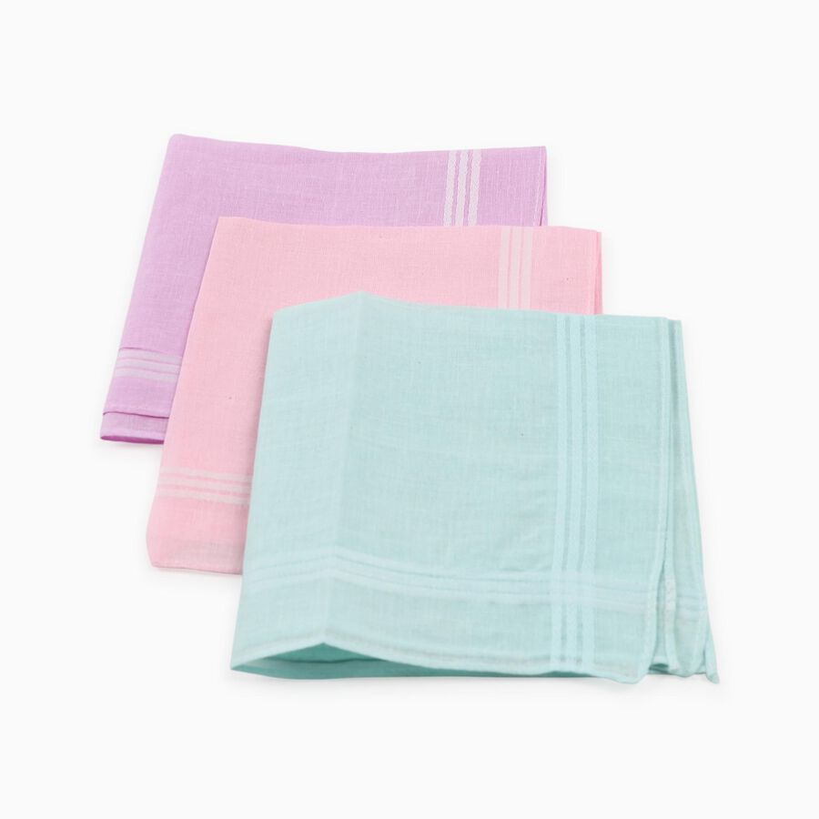 Boys Pastel Solid Pack of 3 Handkerchief, हल्का गुलाबी, large