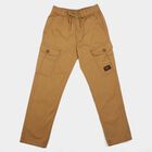 Boys' Khaki Regular Fit Cargo Trousers, खाकी, small