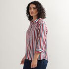 Women's Bright Red and Navy Blue Collar Casual Shirt, Red, small image number null