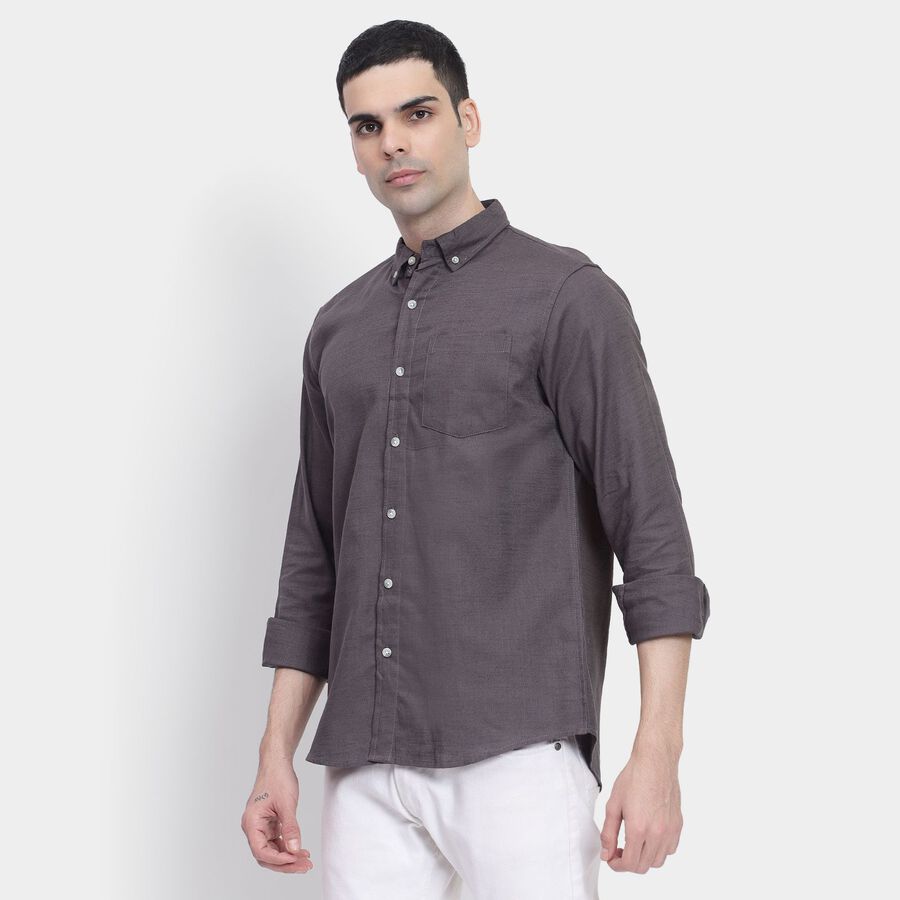 Men's 100% Cotton Casual Shirt, गहरा ग्रे, large image number null