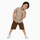 Boys' 100% Cotton Woven Baba Suit, Beige, small image number null