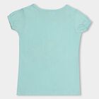 Girls Mint Green Cotton Round Neck Short Sleeve T-Shirt, Light Green, small image number null