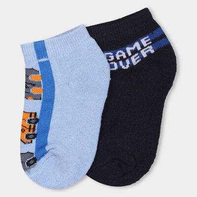 Boys' Navy And Light Blue Jacquard Socks