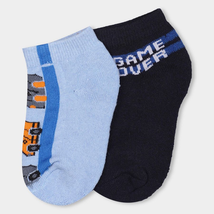 Boys' Navy And Light Blue Jacquard Socks, Navy Blue, large image number null