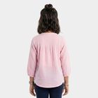 Girls' Pink Round Neck Regular Blouse, Light Pink, small