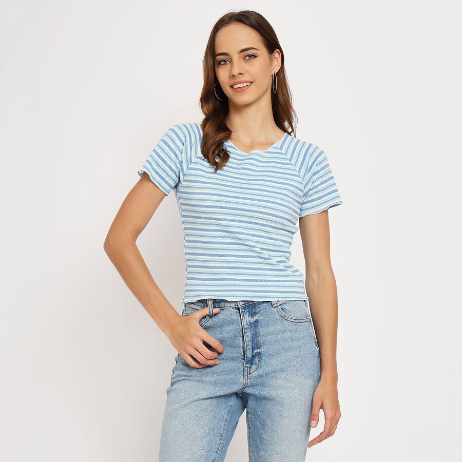 Ladies'  Crop  Top, Blue, large image number null