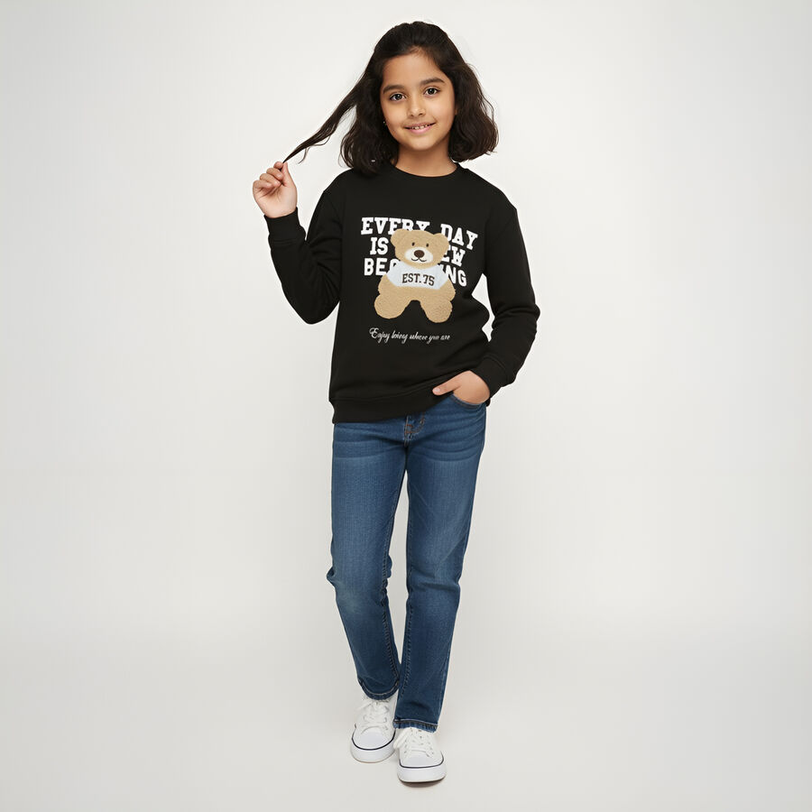 Girls' Sweatshirt, काला, large image number null