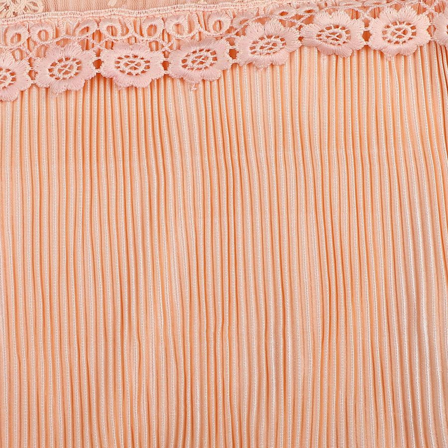 Girls Peach Round Neck Regular T-Shirt, Peach, large